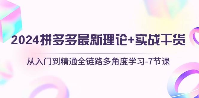 2024拼多多 最新理论+实战干货，从入门到精通全链路多角度学习-7节课久优社区-创业项目-资源分享平台-免费教程-网创平台久优社区