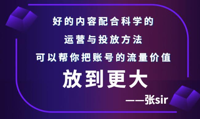 张sir账号流量增长课，告别海王流量，让你的流量更精准久优社区-创业项目-资源分享平台-免费教程-网创平台久优社区